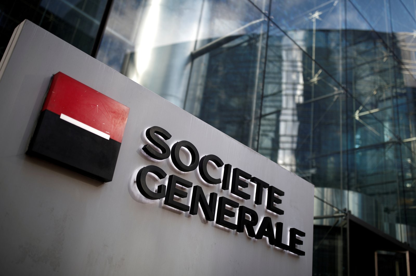 The logo of Societe Generale at its headquarters in the financial and business district of La Defense near Paris, France, Feb. 4, 2020. (Reuters Photo)