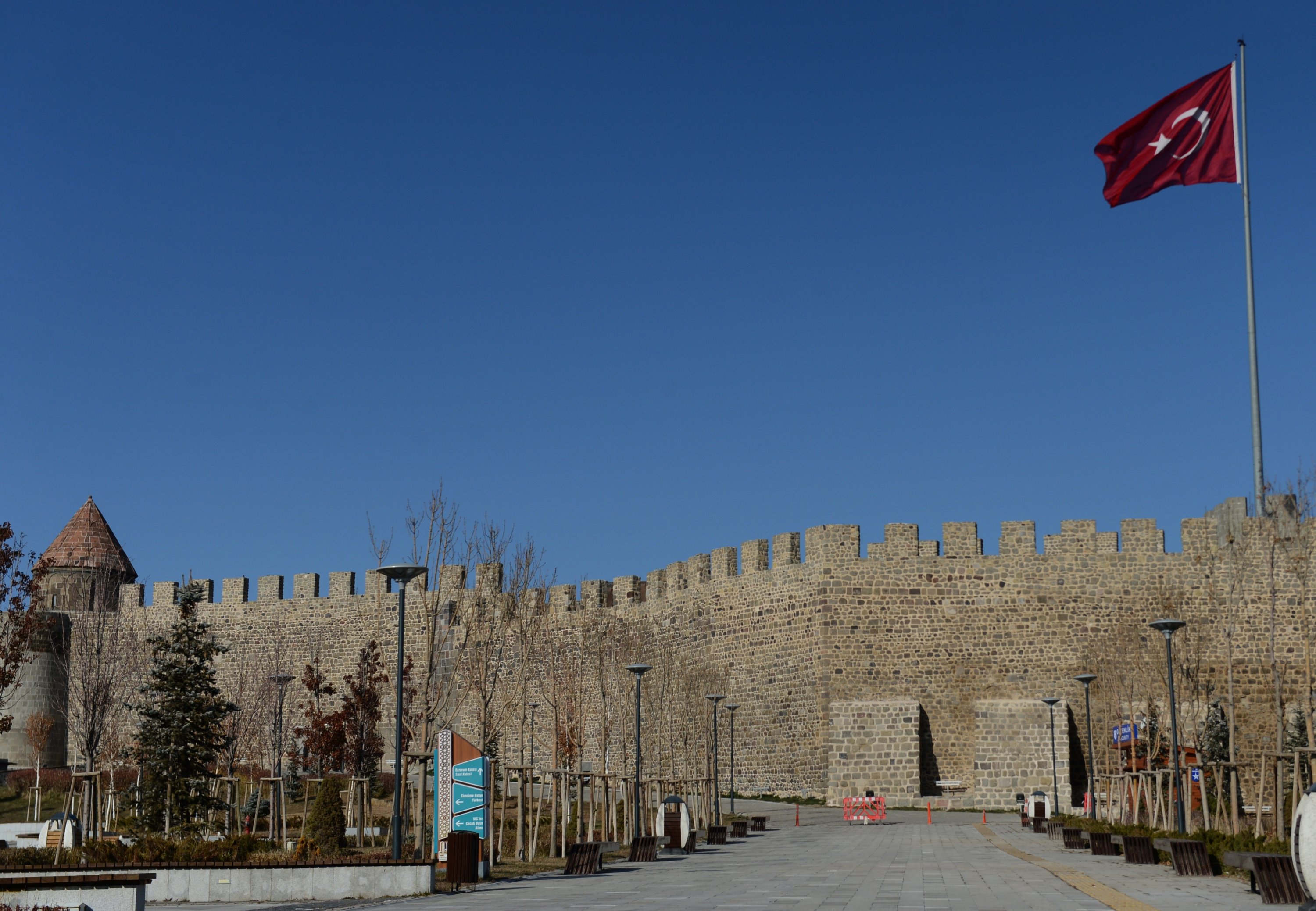 The Erzurum Castle is one of the historical places revamped with the Cultural Road project in Erzurum, eastern Turkey, Dec. 7, 2020. (AA PHOTO)
