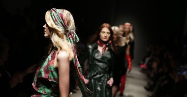 Models walk the runway at the Özlem Kaya show during Mercedes Benz Fashion Week Istanbul FW15 on March 18, 2015, in Istanbul, Turkey.  (Getty Images For IMG via Özlem Kaya)