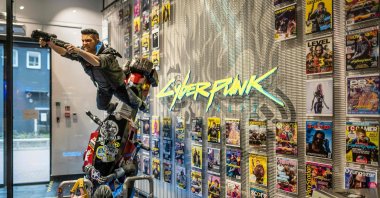 Cyberpunk character figures are seen at the headquarters of CD Projekt Red, the most prominent Polish game developer company in Warsaw, Poland on Dec. 4, 2020. (AFP Photo)