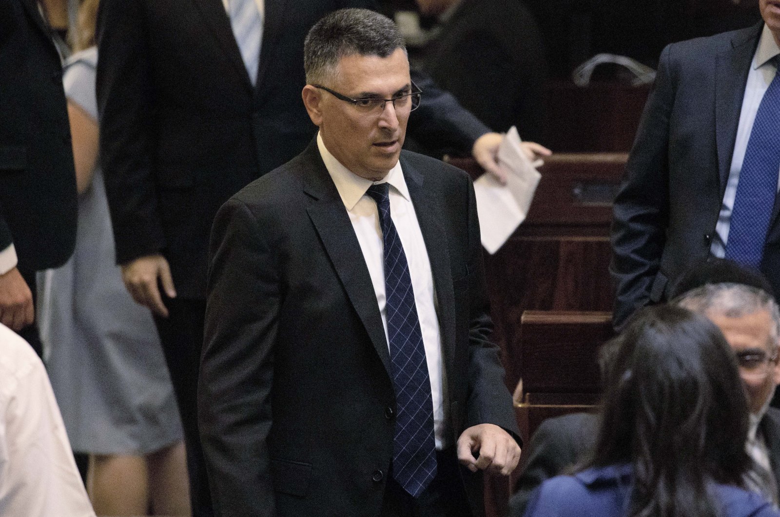 Gideon Saar attends the swearing-in of the new Israeli parliament, Jerusalem, Oct. 3, 2019. (AP Photo)