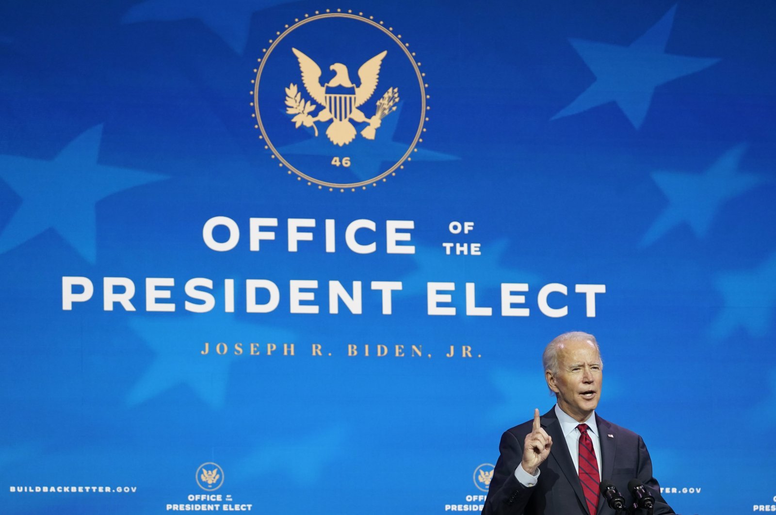 President-elect Joe Biden speaks during an event at The Queen theater in Wilmington, Delaware, U.S., Dec. 8, 2020. (AP Photo)