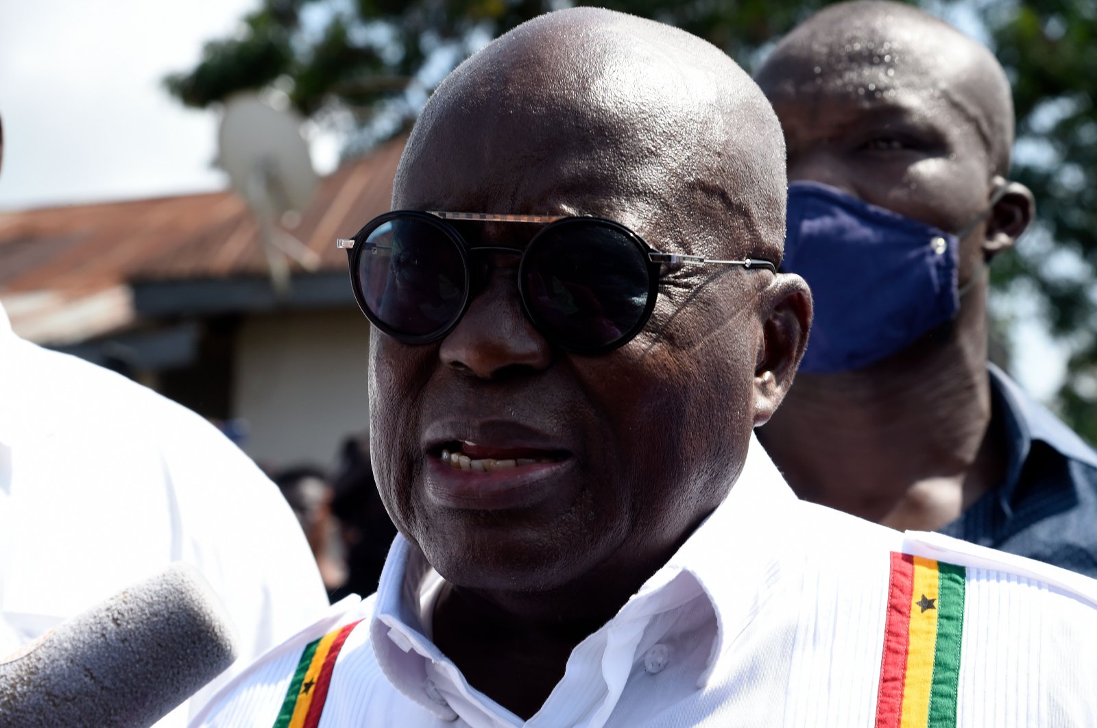 Ghanaian incumbent President Nana Akufo-Addo, and candidate of the ruling New Patriotic Party (NPP), speaks to the press after casting his vote at a polling station in the Eastern Region district of Kyebi, Dec. 7, 2020. (AFP Photo)