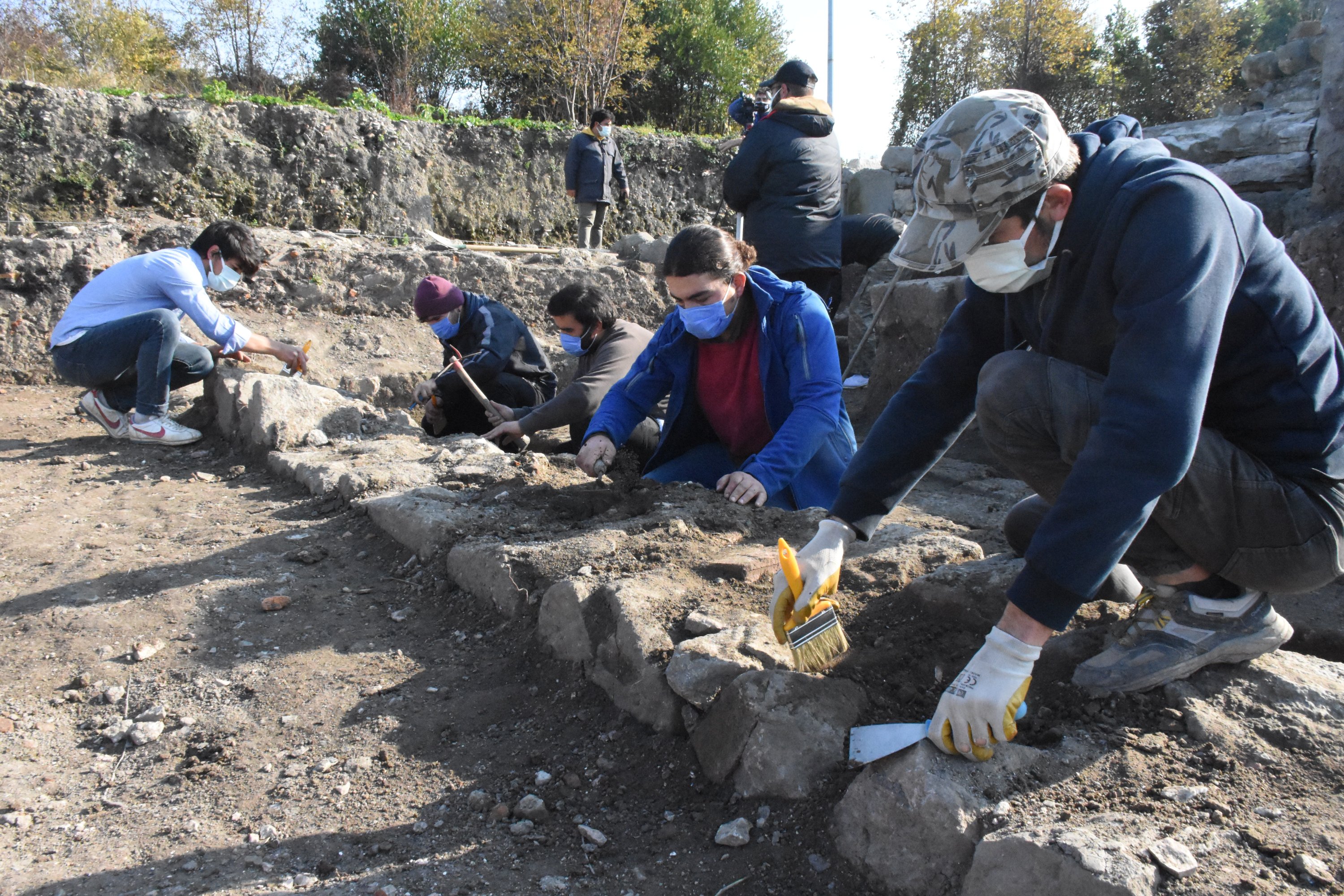 Archaeologists work at the ancient city of Tieion in Zonguldak, northern Turkey, Dec. 9, 2020. (AA Photo)