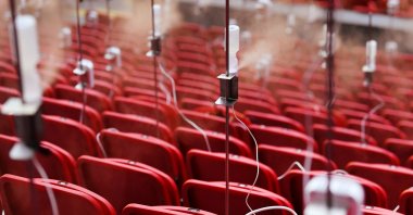 Aerosol generators and sensors are seen at Johan Cruijff Arena, the stadium of Ajax Amsterdam, in Amsterdam, Netherlands, Dec. 7, 2020. (Reuters Photo)