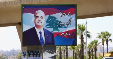 A billboard depicting Lebanon's former Prime Minister Rafik Hariri, who was killed in a bombing in 2005, is pictured in Sidon, southern Lebanon, Aug. 18, 2020. (Reuters Photo)