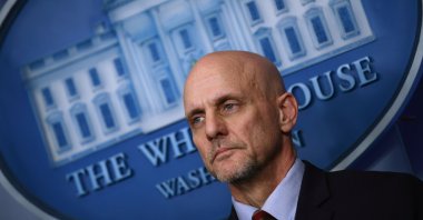 FDA Commissioner Stephen Hahn attends a coronavirus press briefing, in the Brady Press Briefing Room of the White House in Washington, D.C., March 19, 2020. (AFP Photo)