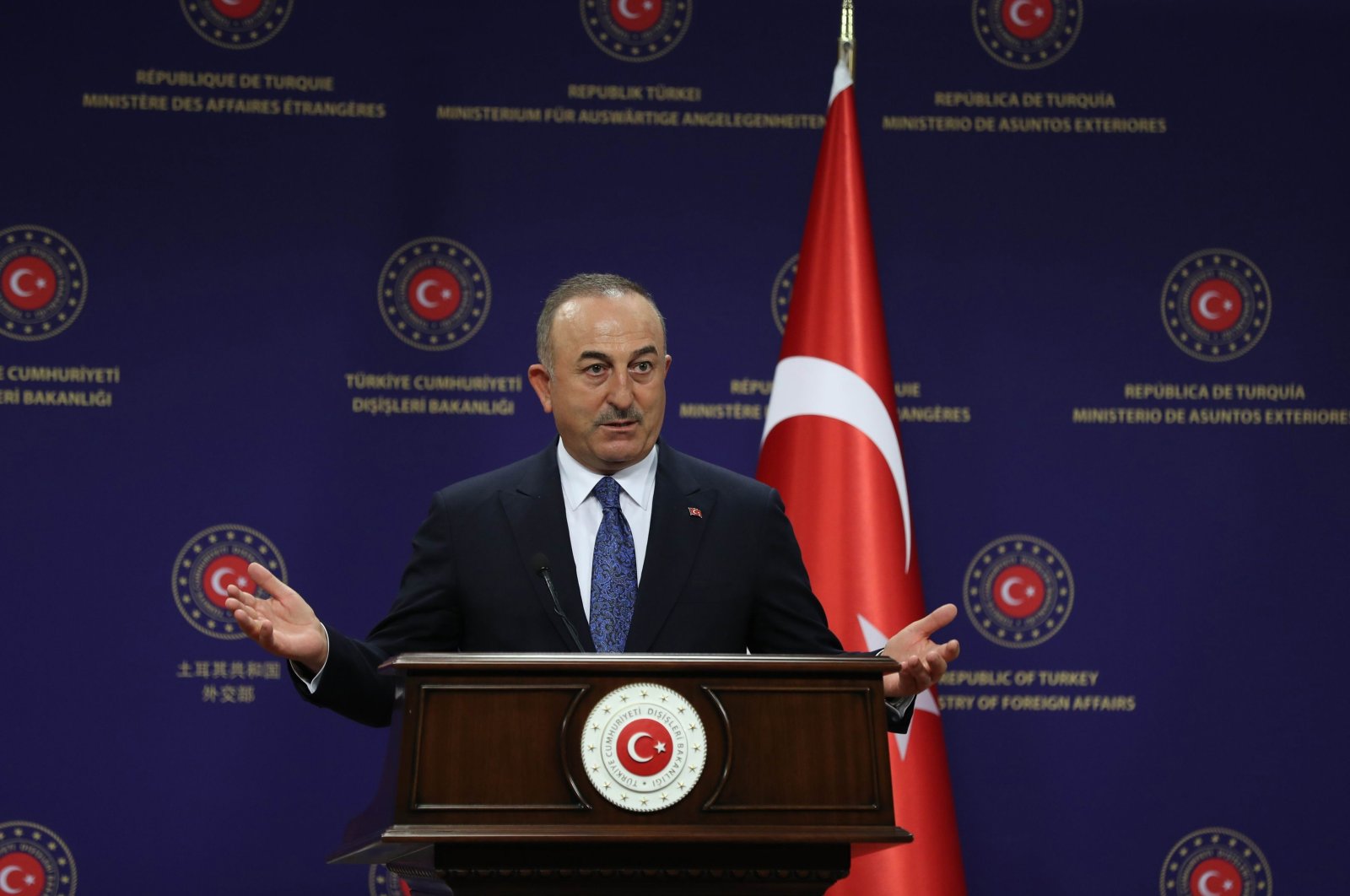 Foreign Minister Mevlüt Çavuşoğlu during a news conference in Ankara, Turkey, Dec. 8, 2020. (AFP Photo)
