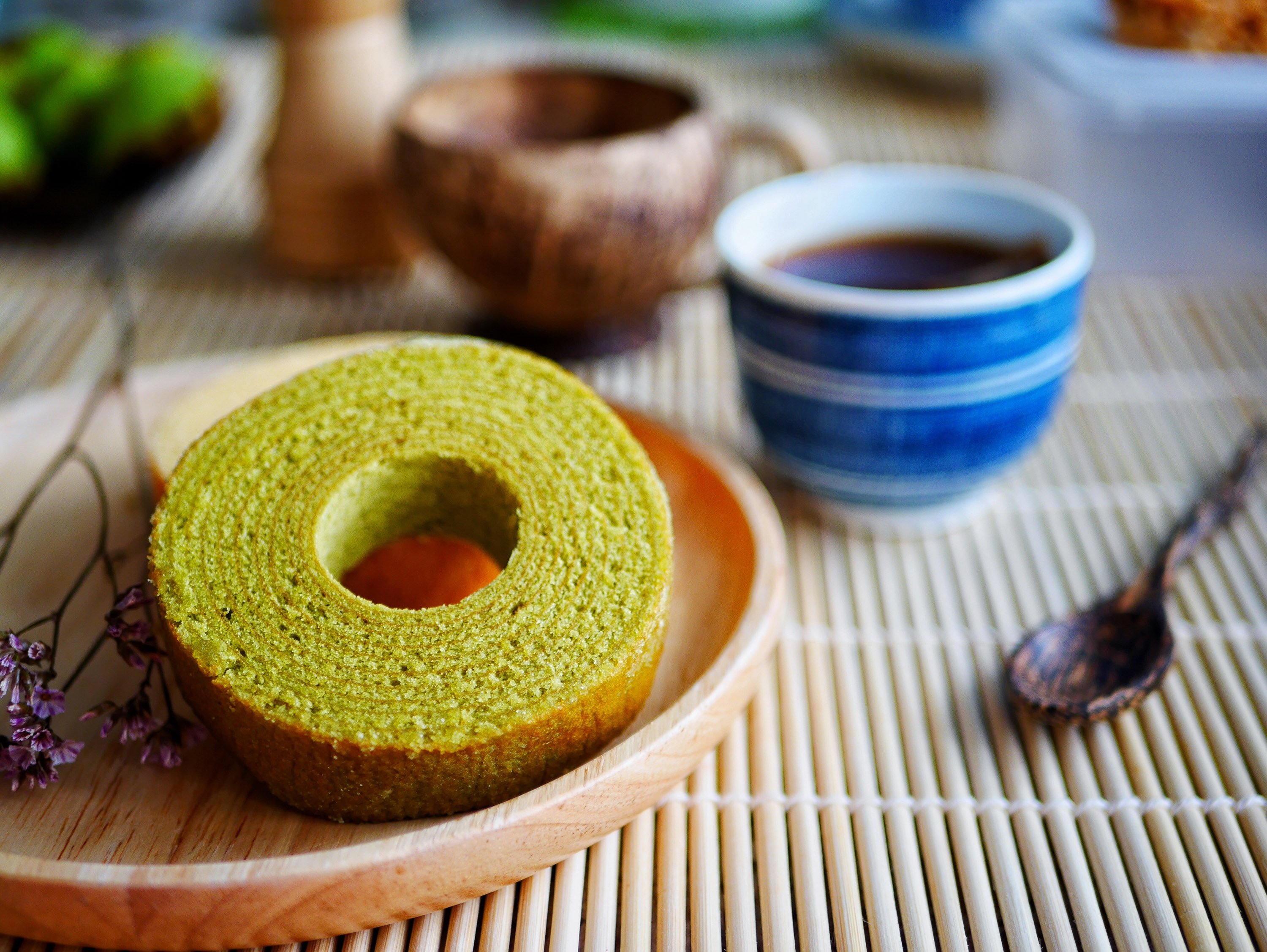 The Japanese make many variations of Baumkuchen, including green matcha-infused ones (pictured). (Shutterstock Photo)