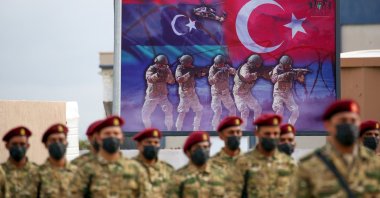 Libyan troops loyal to the U.N.-recognized Government of National Accord (GNA) take part in a graduation parade, following a military training program as part of an agreement with Turkey, Omar Mukhtar camp, Tajoura, southeast Tripoli, Nov. 21, 2020. (AFP Photo)