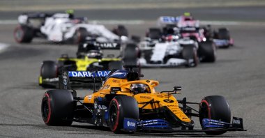 McLaren's Carlos Sainz Jr. in action during the race, Bahrain International Circuit, Sakhir, Bahrain, Dec. 6, 2020. (Reuters Photo)