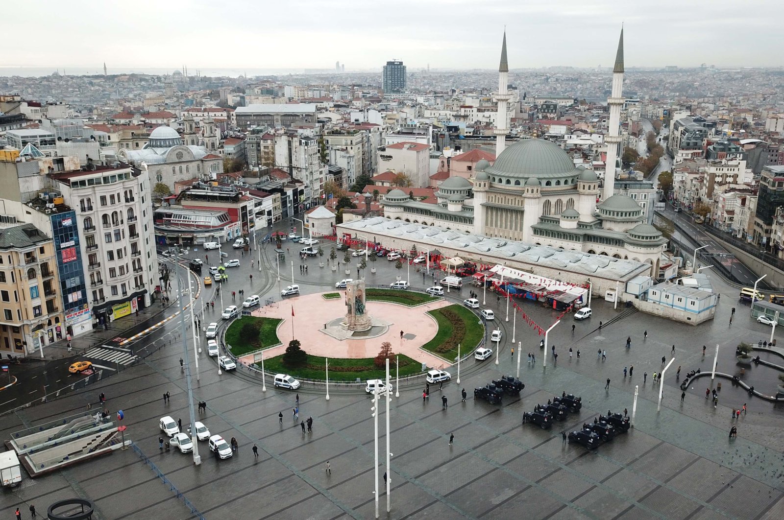 Istanbul's Taksim Square is seen during the filming of a promotional video for the police forces on Dec. 13, 2020 (DHA Photo)