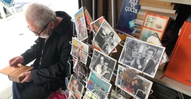 The entrance to Ortaköy sahaf showcases many vintage postcards featuring old Turkish movie stars. (Photo by Matt Hanson)