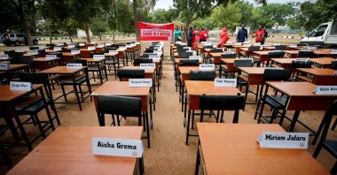 The names of missing Chibok schoolgirls kidnapped by the Boko Haram insurgency five years ago are displayed to mark the fifth anniversary of their abduction, in Abuja, Nigeria, April 14, 2019. (Reuters Photo)