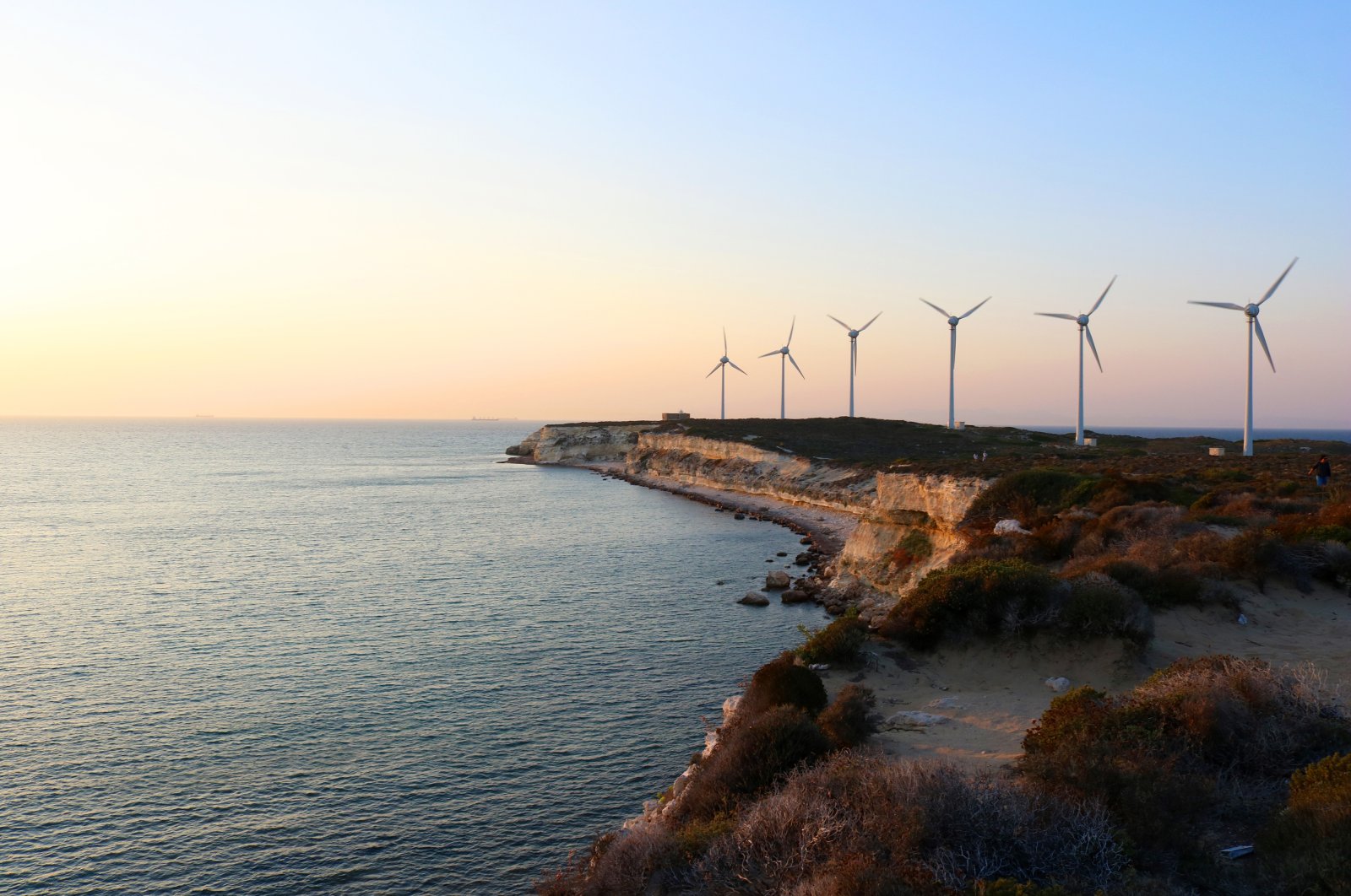 Wind turbines on the Bozcaada island off the coast of Çanakkale, northwestern Turkey. (Shutterstock Photo by Anna K. Mueller)