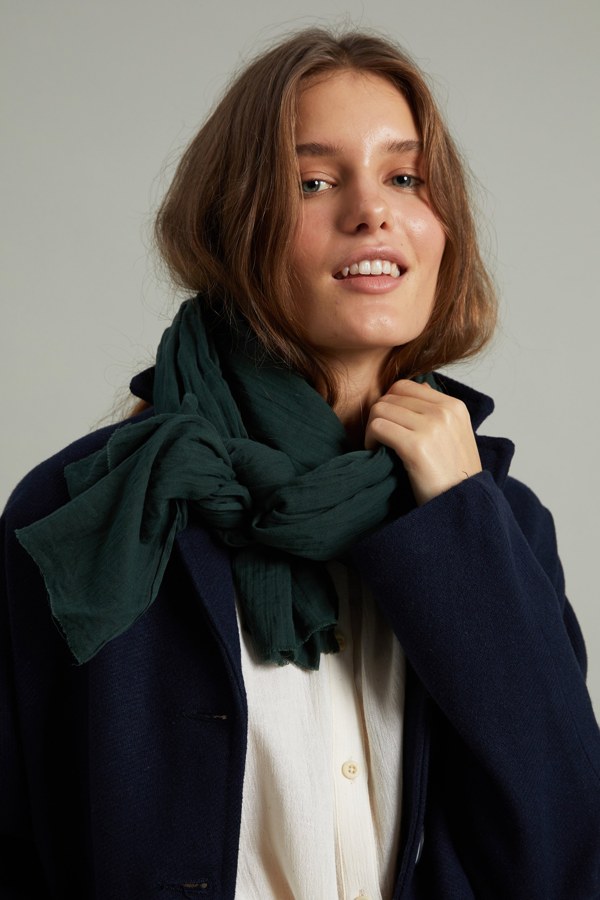 The first piece the brand created was 100% organic cotton scarves. (Photo courtesy of Harmonious)