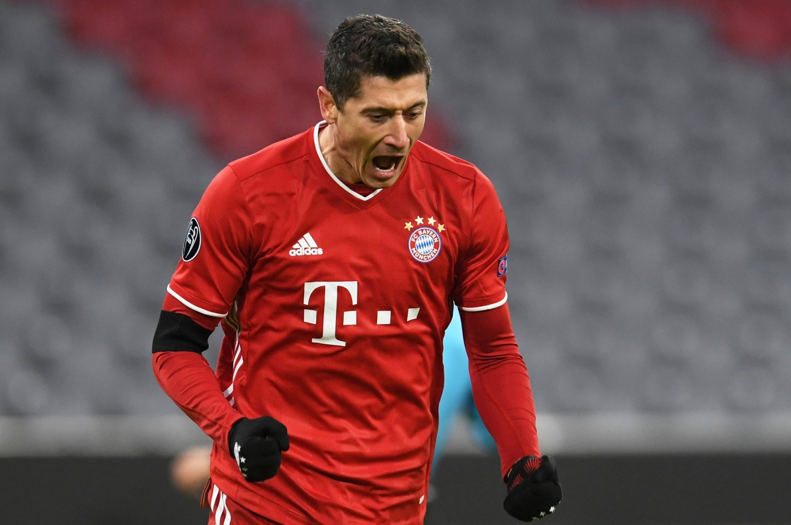  Bayern Munich's Robert Lewandowski celebrates a goal against FC Salzburg during a Champions League match at the Allianz Arena stadium in Munich, Germany, Nov. 25, 2020. (Reuters Photo)
