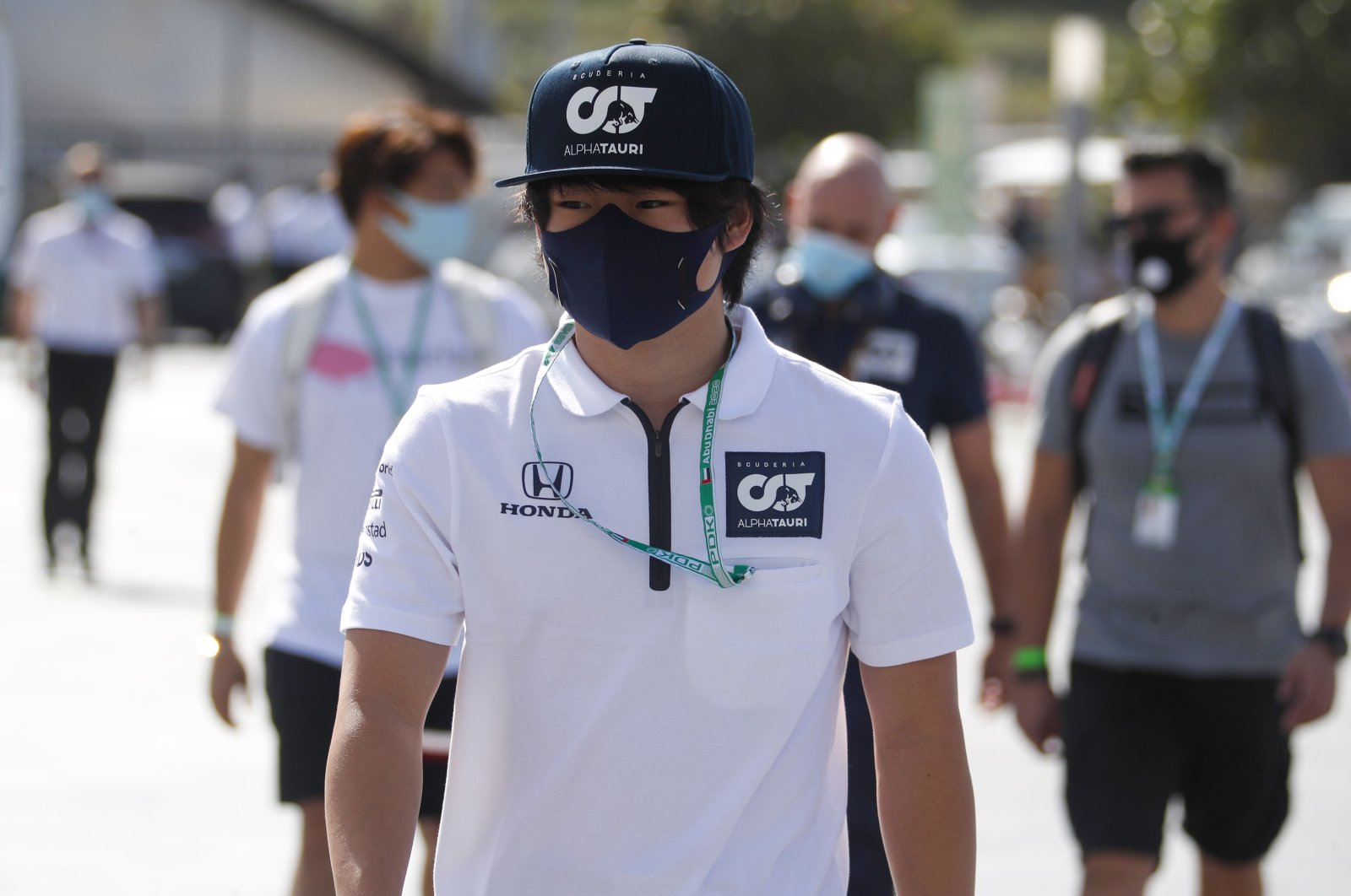 AlphaTauri's Japanese driver Yuki Tsunoda arrives for the first practice session ahead of the F1 Abu Dhabi Grand Prix at the Yas Marina Circuit, in Abu Dhabi, UAE, Dec. 11, 2020. (AFP Photo)