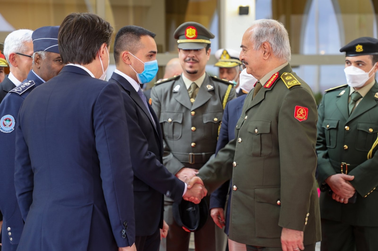  Italian Prime Minister Giuseppe Conte (L), meets with putschist Gen. Khalifa Haftar in Benghazi, Libya, Dec.17, 2020. (AA)