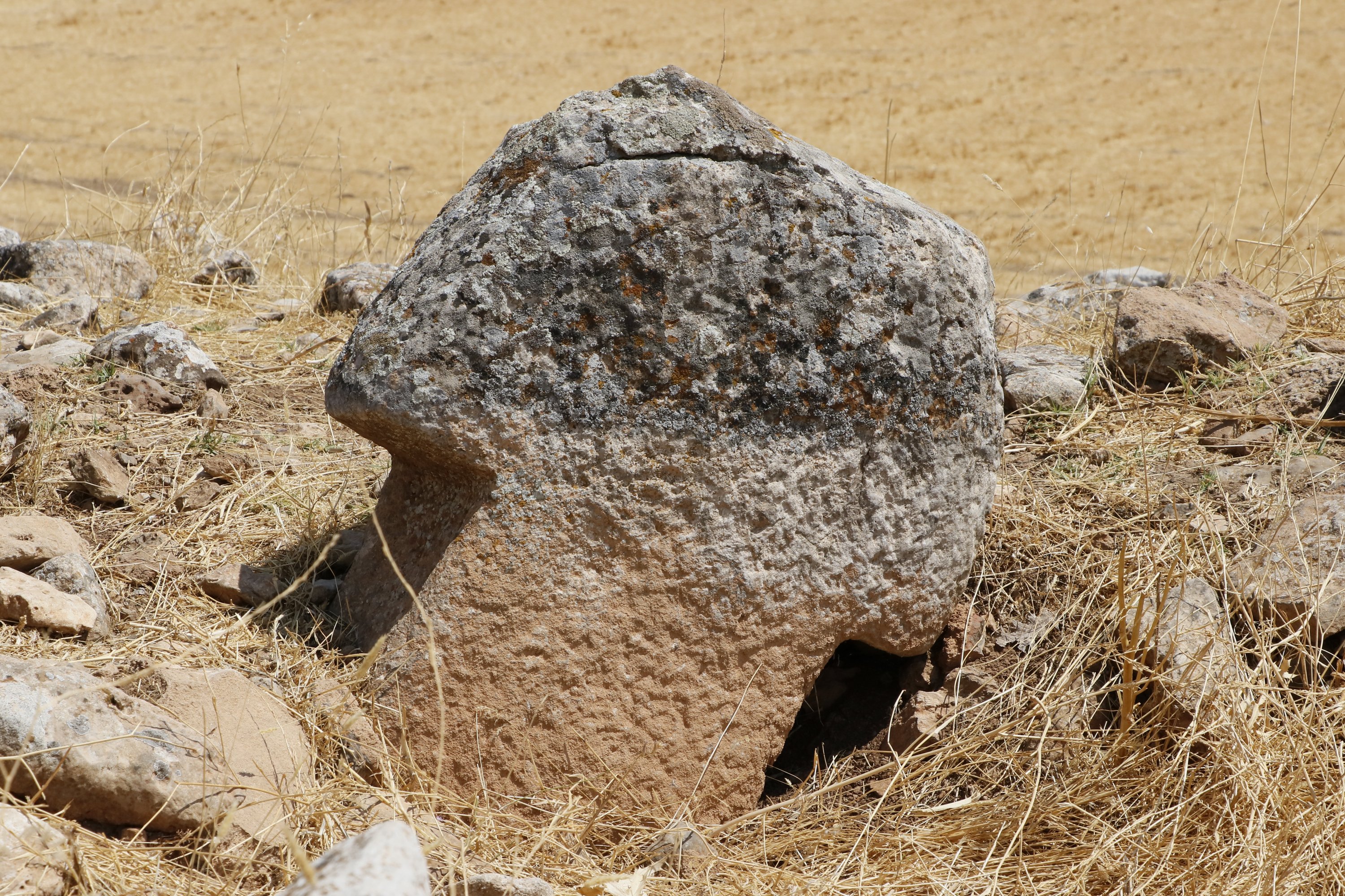 A T-shaped obelisk found at the Karahantepe historical site, Şanlıurfa, southeastern Turkey, Nov. 27, 2020. (DHA Photo)