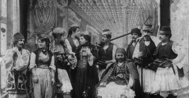 Actors of the play "Besa" by the Osmanlı Theater Company, founded by Ottoman Armenian theater director Hagop Vartovyan, better known as Güllü Agop. (Courtesy of Yapı Kredi Culture Arts)