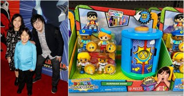 Combination photo shows (L-R) Loann Kaji, Ryan Kaji and Shion Kaji attending "My Hero Academia: Heroes Rising" premiere at Westwood, California on February 19, 2020 and the game Mystery Play date by Pocket Watch featuring Ryan. (Getty Images / Shutterstock)