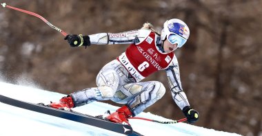 Ester Ledecka in action during the race in Val D'Isere, France, Dec. 20, 2020. (REUTERS PHOTO) 