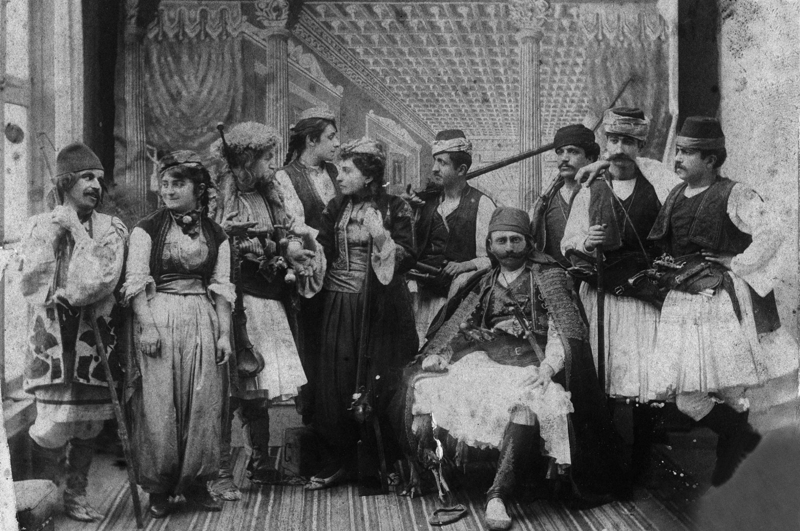 Actors of the play "Besa" by the Osmanlı Theater Company, founded by Ottoman Armenian theater director Hagop Vartovyan, better known as Güllü Agop. (Courtesy of Yapı Kredi Culture Arts)