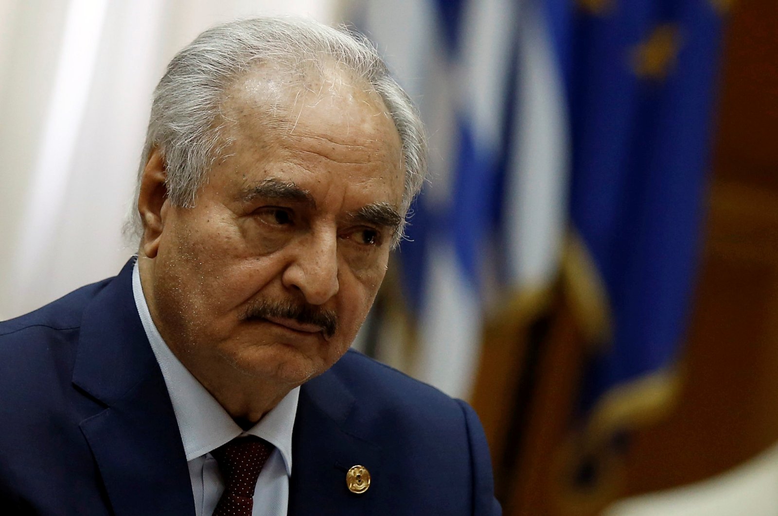 Libyan putschist Gen. Khalifa Haftar meets with Greek Prime Minister Kyriakos Mitsotakis (not pictured) at Parliament in Athens, Greece, Jan. 17, 2020. (Reuters File Photo)