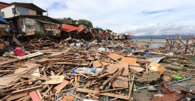 Houses destroyed in Tropical Depression Vicky in Lapu-Lapu City on Cebu Island, Philippines, Dec. 19, 2020. (AFP Photo)