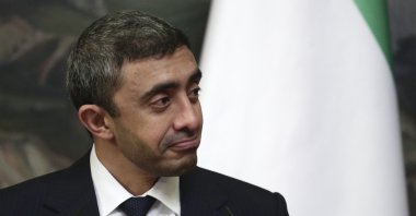 UAE Foreign Minister Abdullah bin Zayed Al-Nahyan attends a joint press conference with his Russian counterpart following their talks in Moscow on Dec. 14, 2020. (AFP Photo)