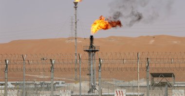 Flames are seen at the production facility of Saudi Aramco's Shaybah oil field in the Empty Quarter, Saudi Arabia, May 22, 2018. (Reuters Photo)