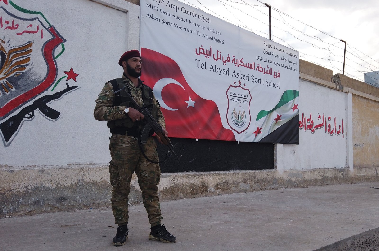 A Syrian security officer is seen at a security point in northern Syria's Tal Abyad, Dec. 5, 2019. (AA Photo)