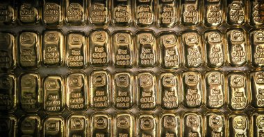 Ounce gold bars are displayed at the ABC Refinery smelter in Sydney, New South Wales, Australia, July 2, 2020. (Getty Images)