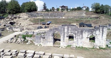 Konuralp Prusias Ad Hypium Antique Theater archeological site in Konuralp district of northern Düzce province, Dec. 22, 2020. (DHA Photo)