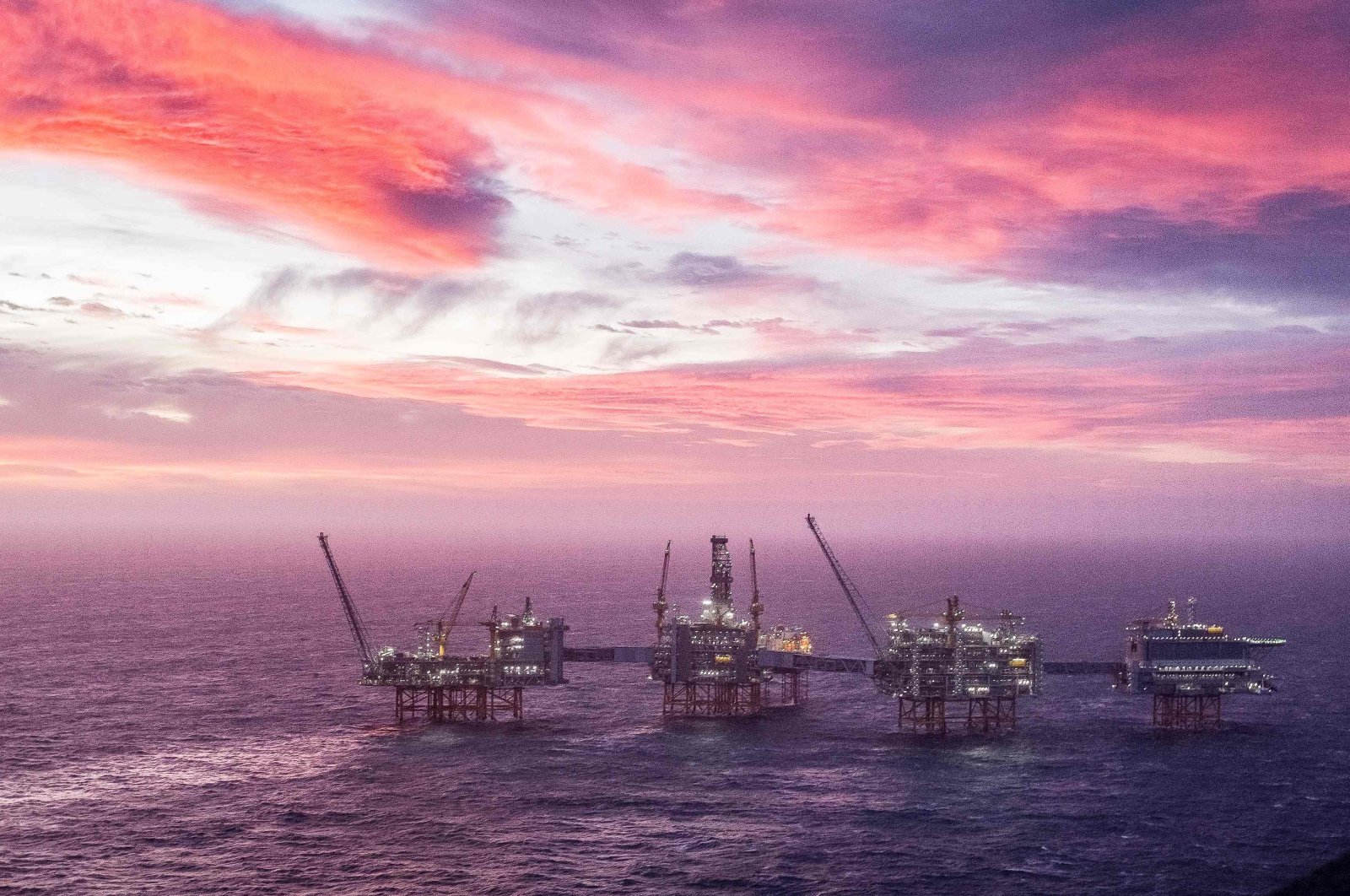 In this file photo, the Johan Sverdrup oil field can be seen in the North Sea west of Stavanger, Norway, Jan. 7, 2020. (AFP Photo)
