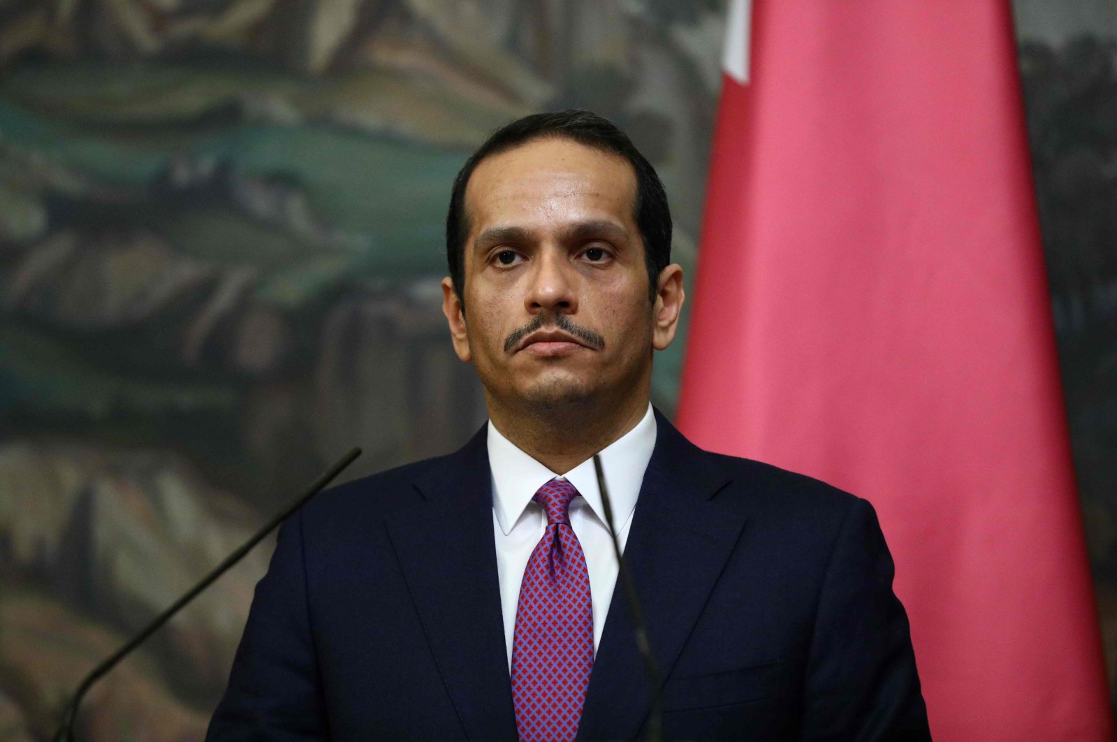 Qatari Foreign Minister Mohammed bin Abdulrahman Al Thani attends a news conference in Moscow, Russia, Dec. 23, 2020. (Russian Foreign Ministry handout photo via AFP)