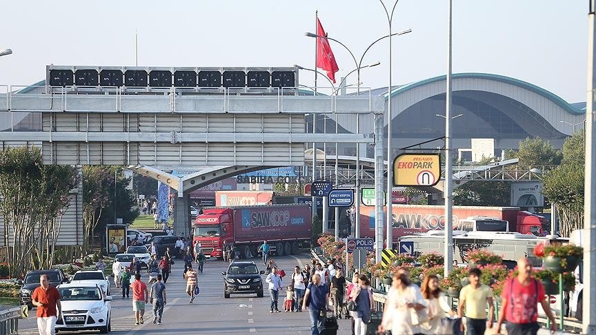 The entrance of Sabiha Gökçen Airport blocked by trucks to stop putschists a day after the coup attempt, in Istanbul, Turkey, July 16, 2016. (AA Photo)