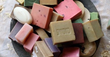 A wide variety of soaps are produced in Nizip, Gaziantep province, southeastern Turkey, Dec. 23, 2020. (DHA Photo)