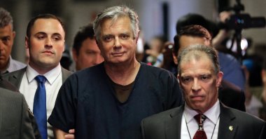 U.S. President Donald Trump's former campaign manager Paul Manafort (C) arrives in court to be arraigned on fraud charges, in New York City, New York, U.S., June 27, 2019. (AP Photo)