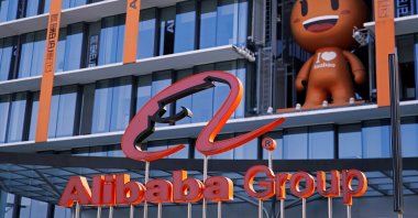 The Alibaba Group logo is seen during the company's 11.11 Singles' Day global shopping festival at their headquarters in Hangzhou, Zhejiang province, China, Nov. 11, 2020. (Reuters Photo)