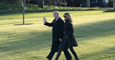 U.S. President Donald J. Trump and First lady Melania Trump (R) depart the White House, in Washington, D.C., USA, Dec. 23, 2020. (EPA Photo)