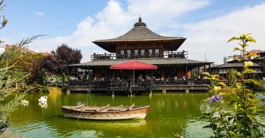 A cafe built in the Japanese architectural style at the Kyoto Japanese Garden, in the Selçuklu district of Konya, central Turkey. (Photo by Argun Konuk)