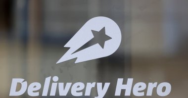 The Delivery Hero's logo is pictured at its headquarters in Berlin, Germany, Aug. 18, 2020. (Reuters Photo)