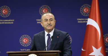 Foreign Minister Mevlüt Çavuşoğlu speaks at a joint news conference with Meliza Haradinaj-Stublla, the minister of foreign affairs and diaspora of Kosovo, Ankara, Turkey, Dec. 28, 2020. (AA Photo)