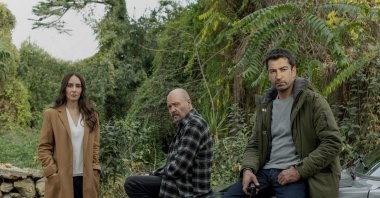 Melisa Sözen (L) as Yaşar, Ahmet Mümtaz Taylan (C) as Settar and Kenan Imirzalıoğlu as Kemal in a scene from "Alef."
