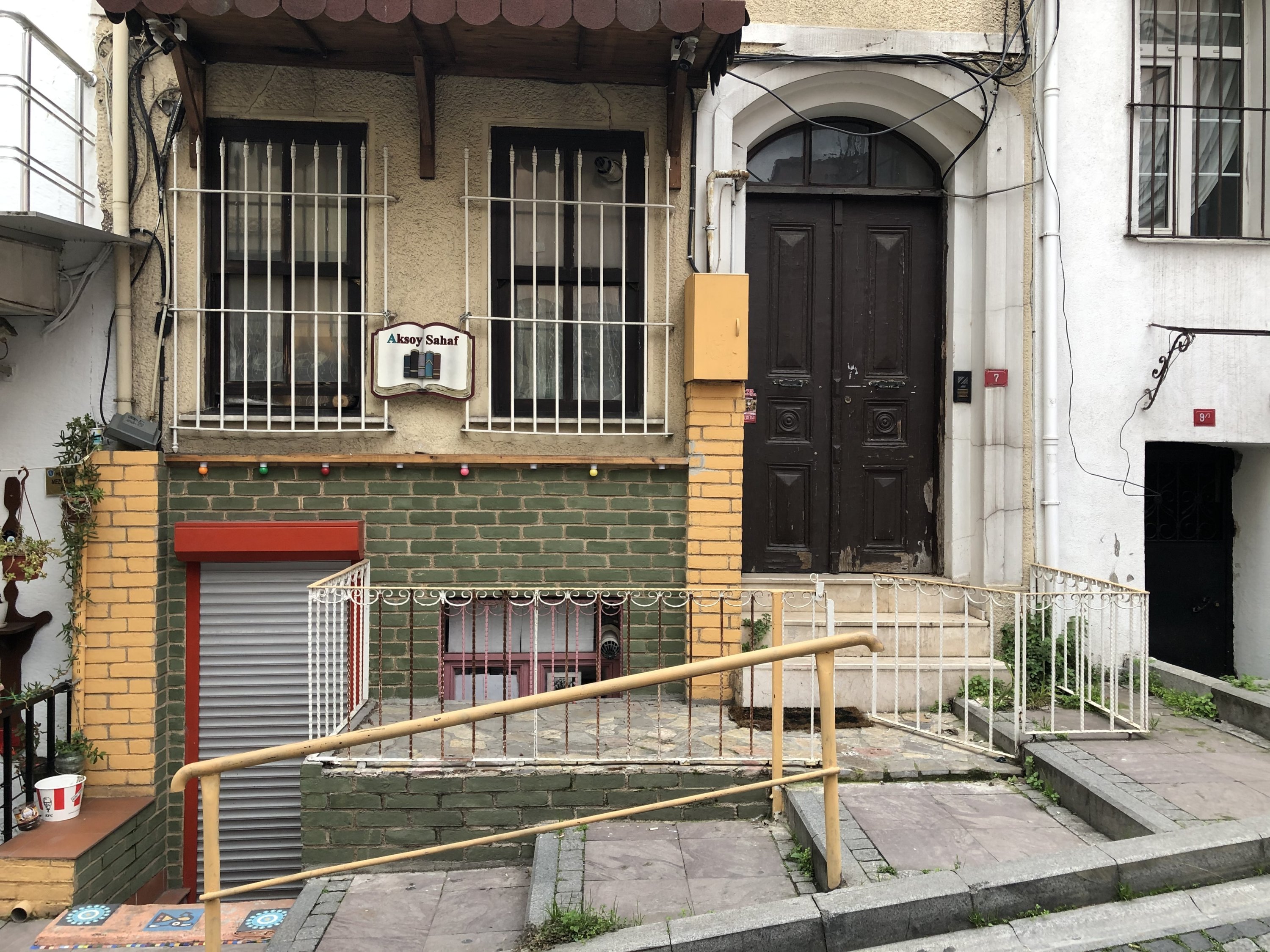Closed Aksoy Sahaf is seen along the sloping street where it is located in Istanbul
