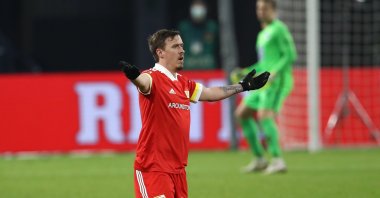 Max Kruse of Union Berlin reacts during the German Bundesliga football match between Hertha BSC and Union Berlin at Olympiastadion in Berlin, Germany, Dec. 4, 2020. (EPA Photo)