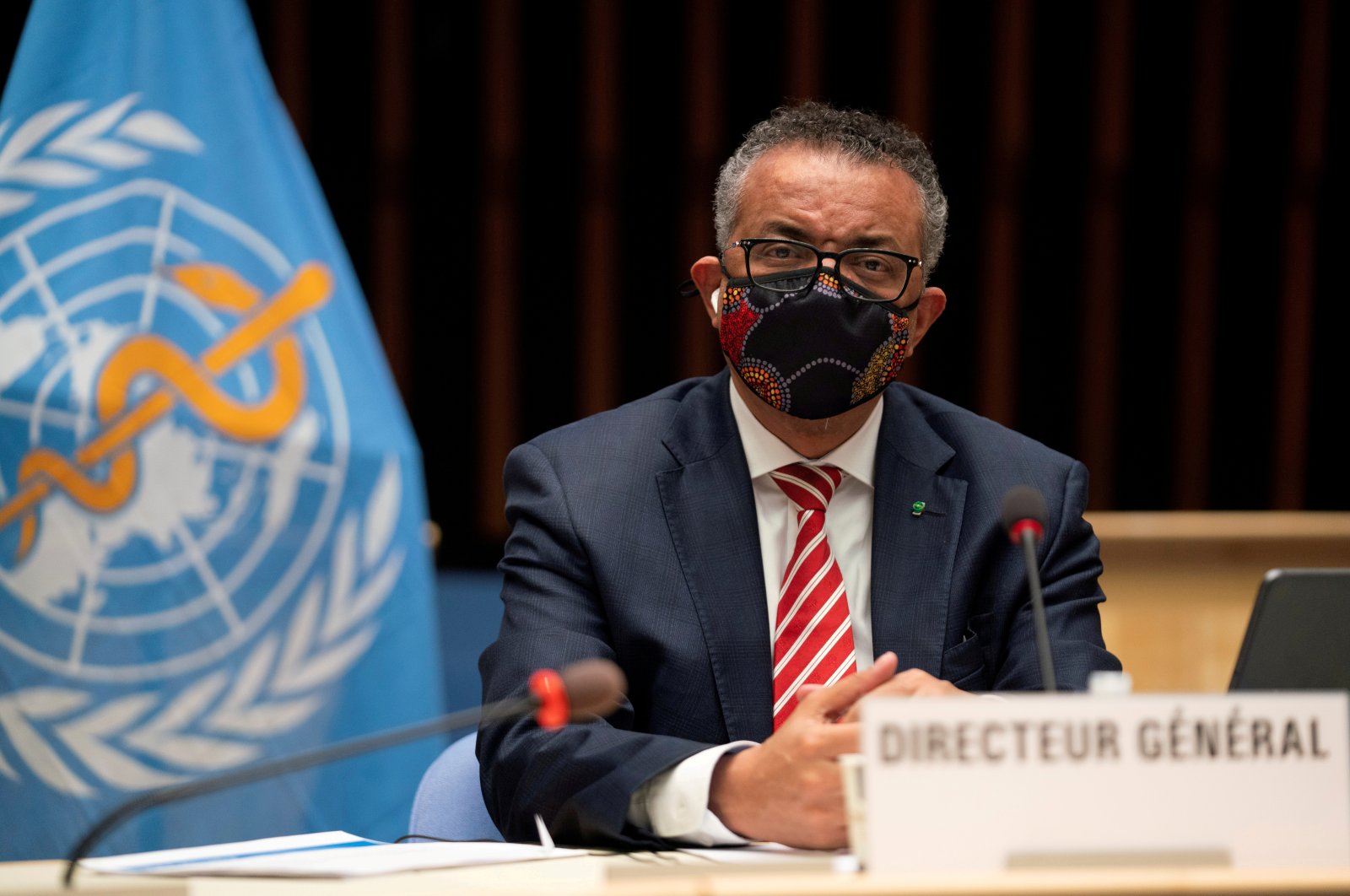 Tedros Adhanom Ghebreyesus, director-general of the World Health Organization (WHO) attends a session of the WHO Executive Board on the coronavirus response, in Geneva, Switzerland, Oct. 5, 2020. (Christopher Black/WHO/Handout via Reuters)