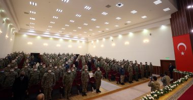 Turkish military personnel stationed in Azerbaijan attend a ceremony in the capital Baku, Dec. 30, 2020. (AA Photo)